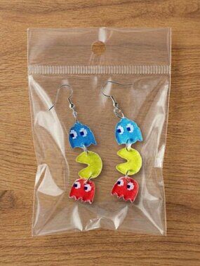 NEW Pac-Man Ghost Earrings Retro Arcade Gamer Gen X Gen Z Fashion Jewelry
